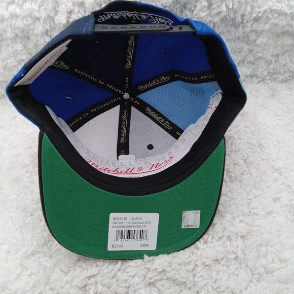 Brooklyn Nets Hat Black White Pinwheel NBA‎ 75th Snapback Retro Mitchell & Ness - Picture 5 of 7